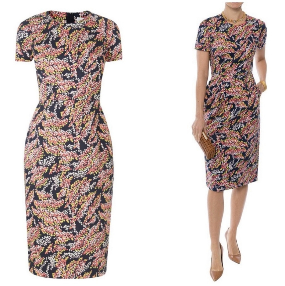 L.K. Bennett Blue Pink Yellow Dr Gabriel Shift Dress Size 6